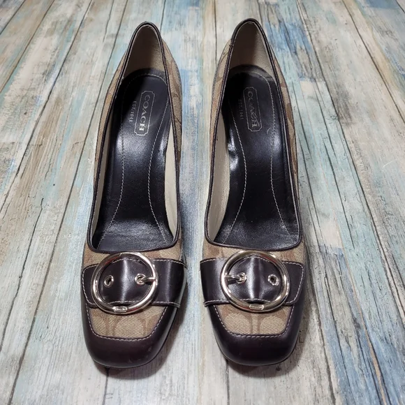 Coach Brown and Tan Women's Heels - Picture 2 of 11